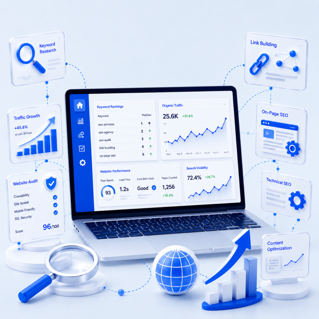 SEO performance data and analytics report visualization