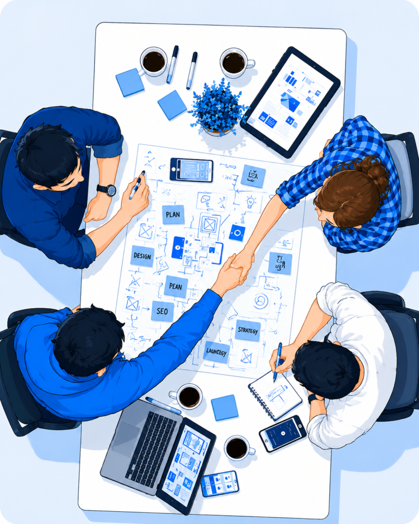 Digital marketing team presenting online marketing solutions